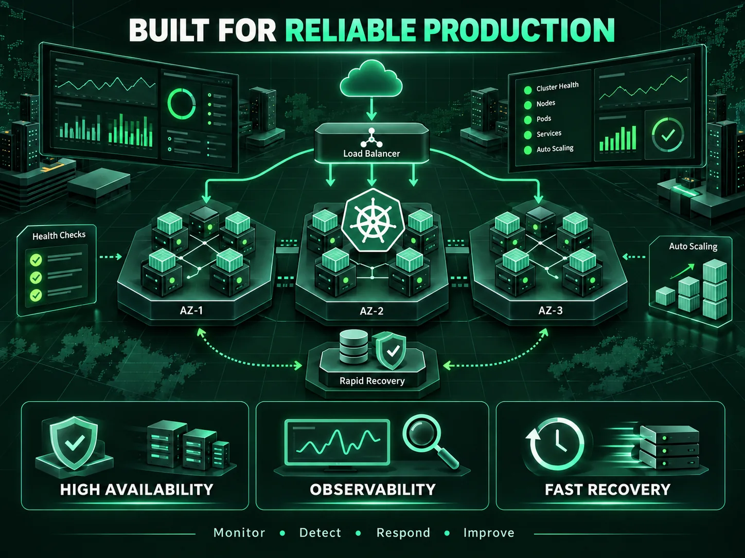 Highly available Kubernetes platform with monitoring and recovery capabilities